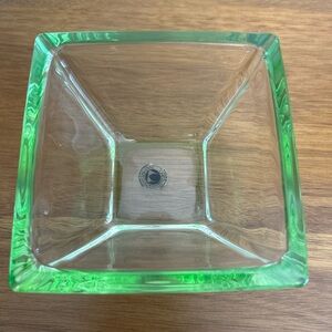 Set of 3 - Made in Germany Walther small square green tinted glass bowls